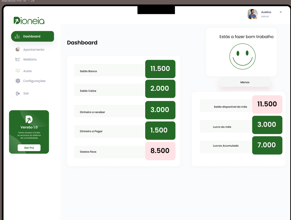 Interface do projecto Dioneia